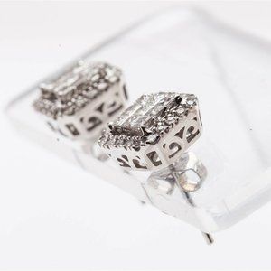 DESIGNER 1.5CT PRINCESS CUT 14K GOLD EARRINGS